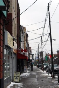 Traffic signals along Liberty Avenue in Pittsburgh
