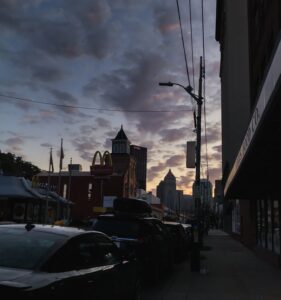 Strip District in Pittsburgh at dusk
