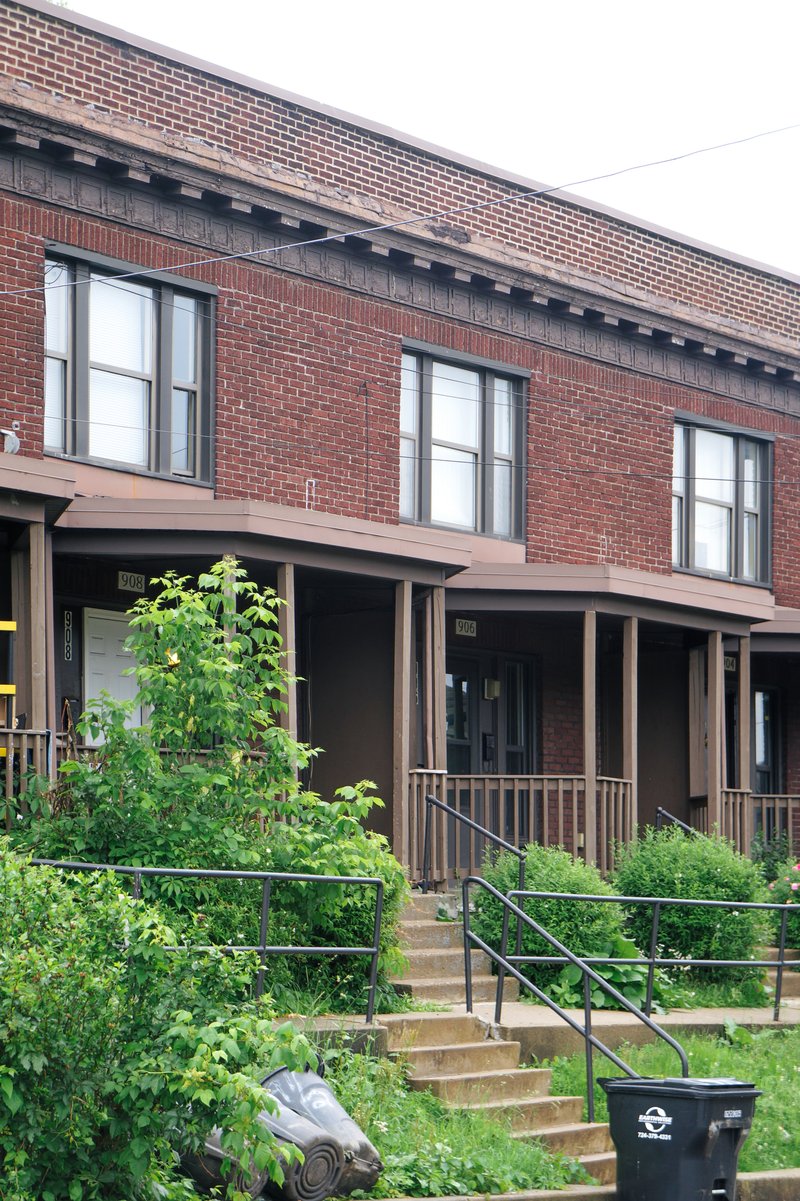 Representative view of rowhouses near Frankstown Avenue in Pittsburgh's Homewood neighborhood