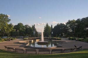 Highland Park fountain and formal garden in Pittsburgh